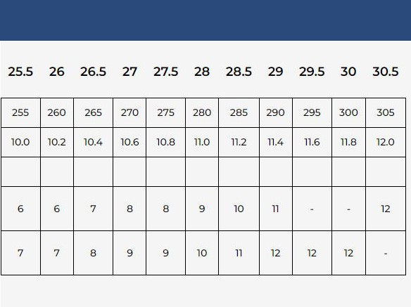 Size Chart Size Chart
